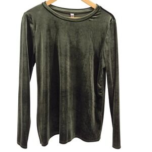 SIMLU Olive Green Velvet Long Sleeve Top Sz XL Holiday Party Fairy Goblincore